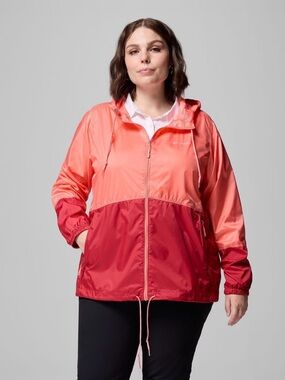 Columbia Women’s Two-Tone Coral Red flash forward 685 windbreaker plus size XXL